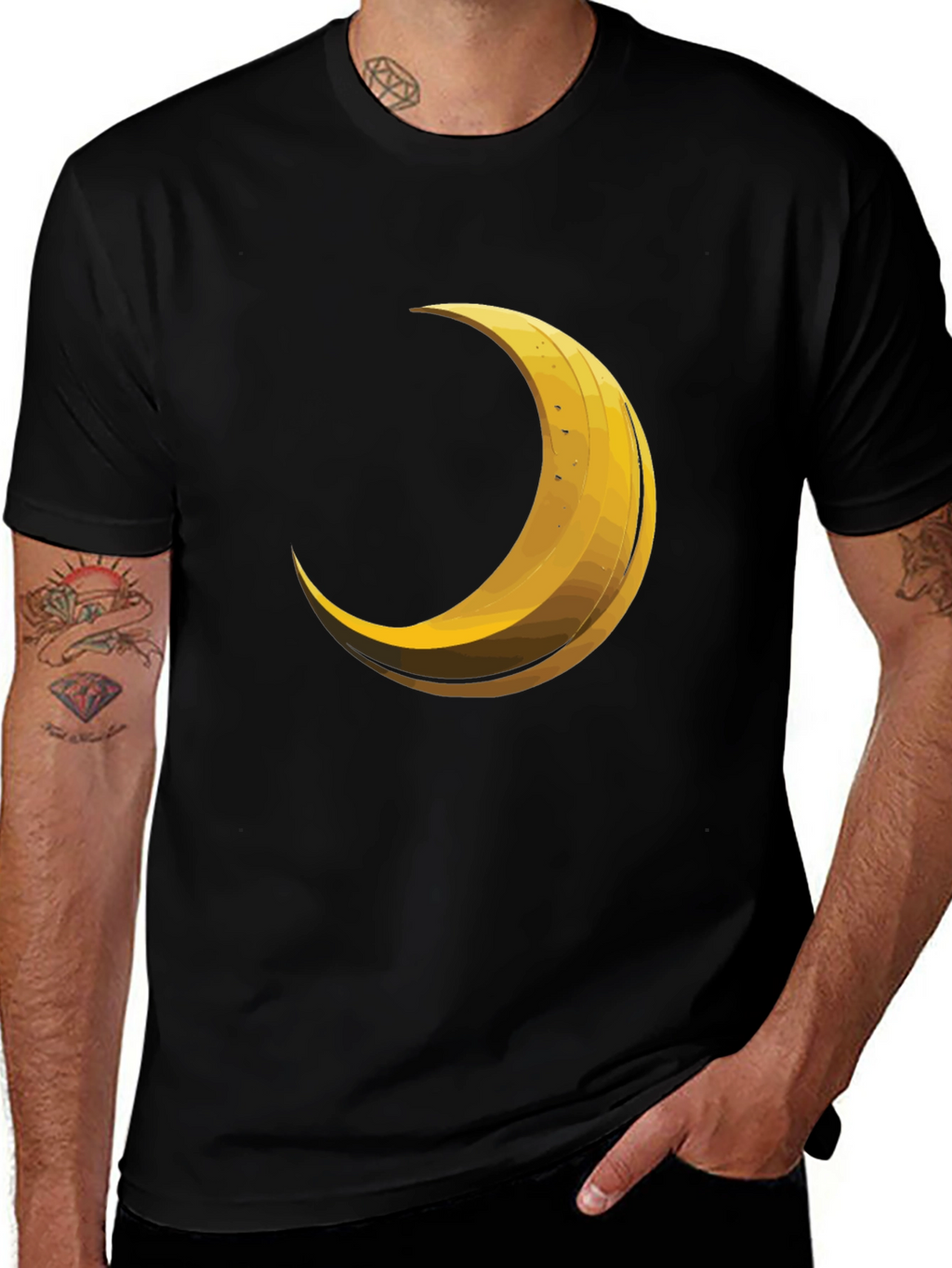 Crescent Moon Graphic Tee - Trendy Black T-Shirt