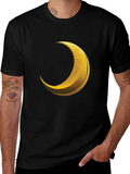 Crescent Moon Graphic Tee - Trendy Black T-Shirt