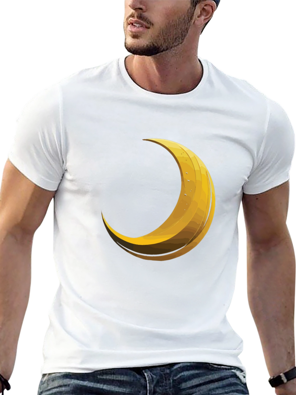 Crescent Moon Graphic Tee - Trendy Black T-Shirt
