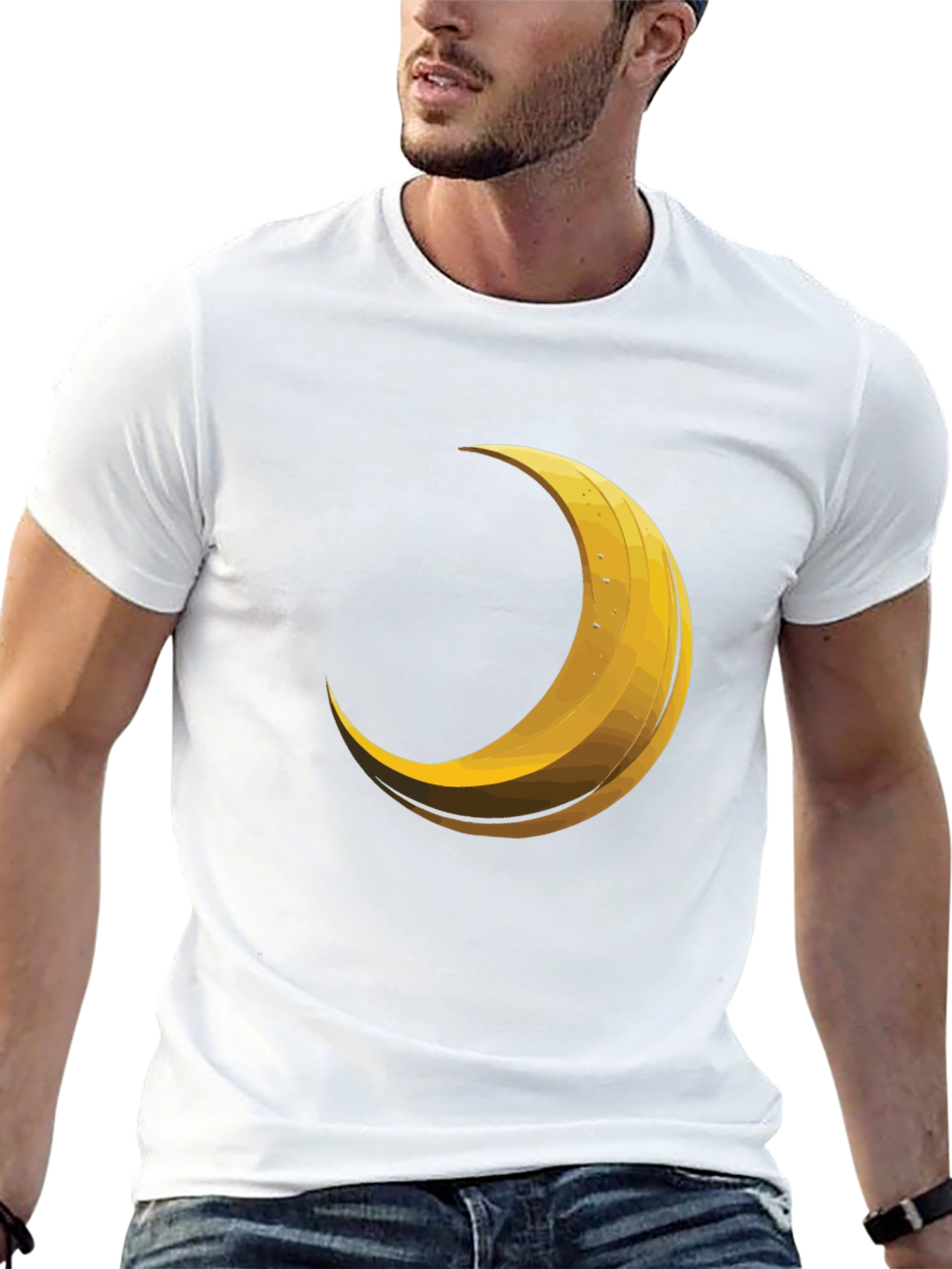 Crescent Moon Graphic Tee - Trendy Black T-Shirt