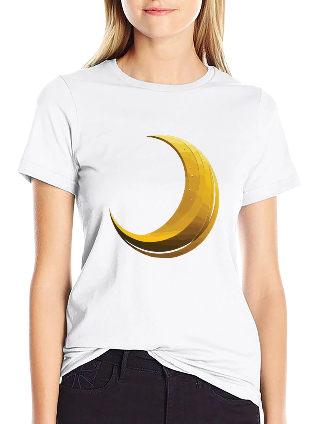 Crescent Moon Graphic Tee - Trendy Black T-Shirt
