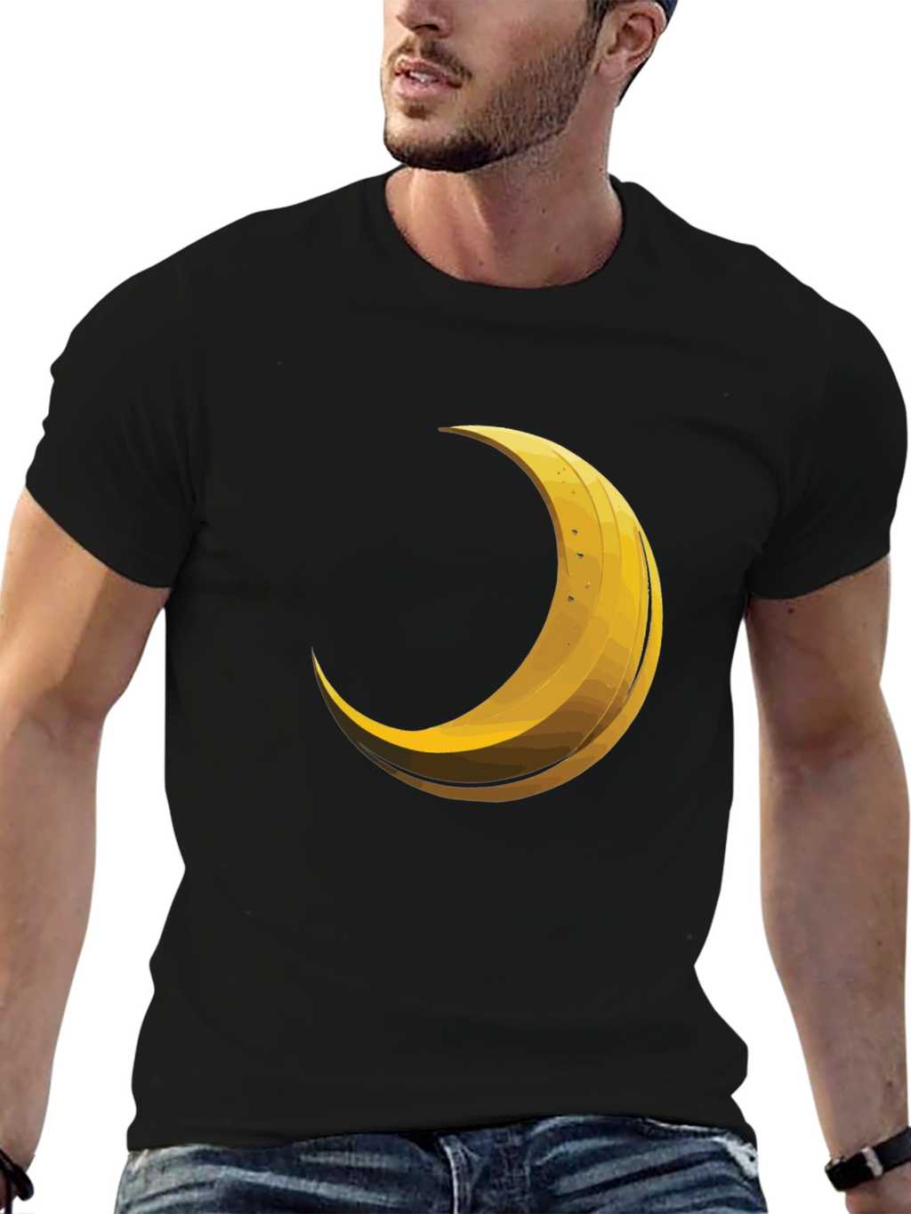 Crescent Moon Graphic Tee - Trendy Black T-Shirt