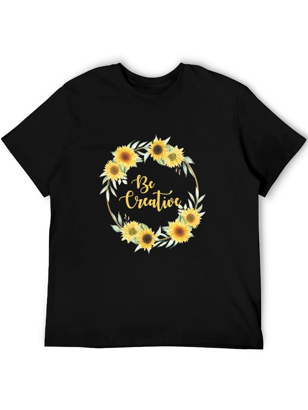 Sunflower Wreath Be Creative Black Tee