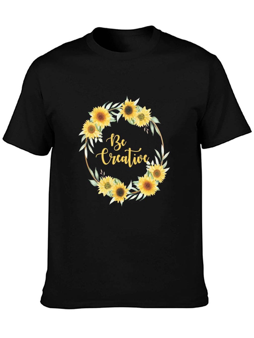 Sunflower Wreath Be Creative Black Tee