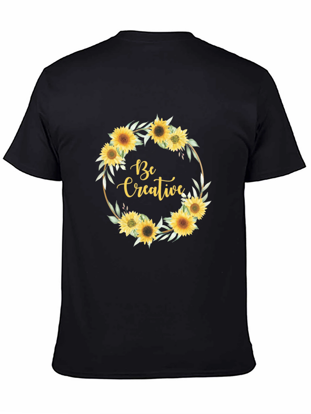 Sunflower Wreath Be Creative Black Tee