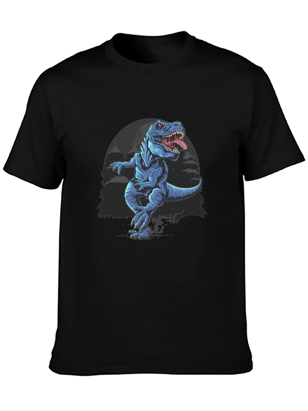 Dinosaur Graphic Tee - Black Cotton T-Shirt