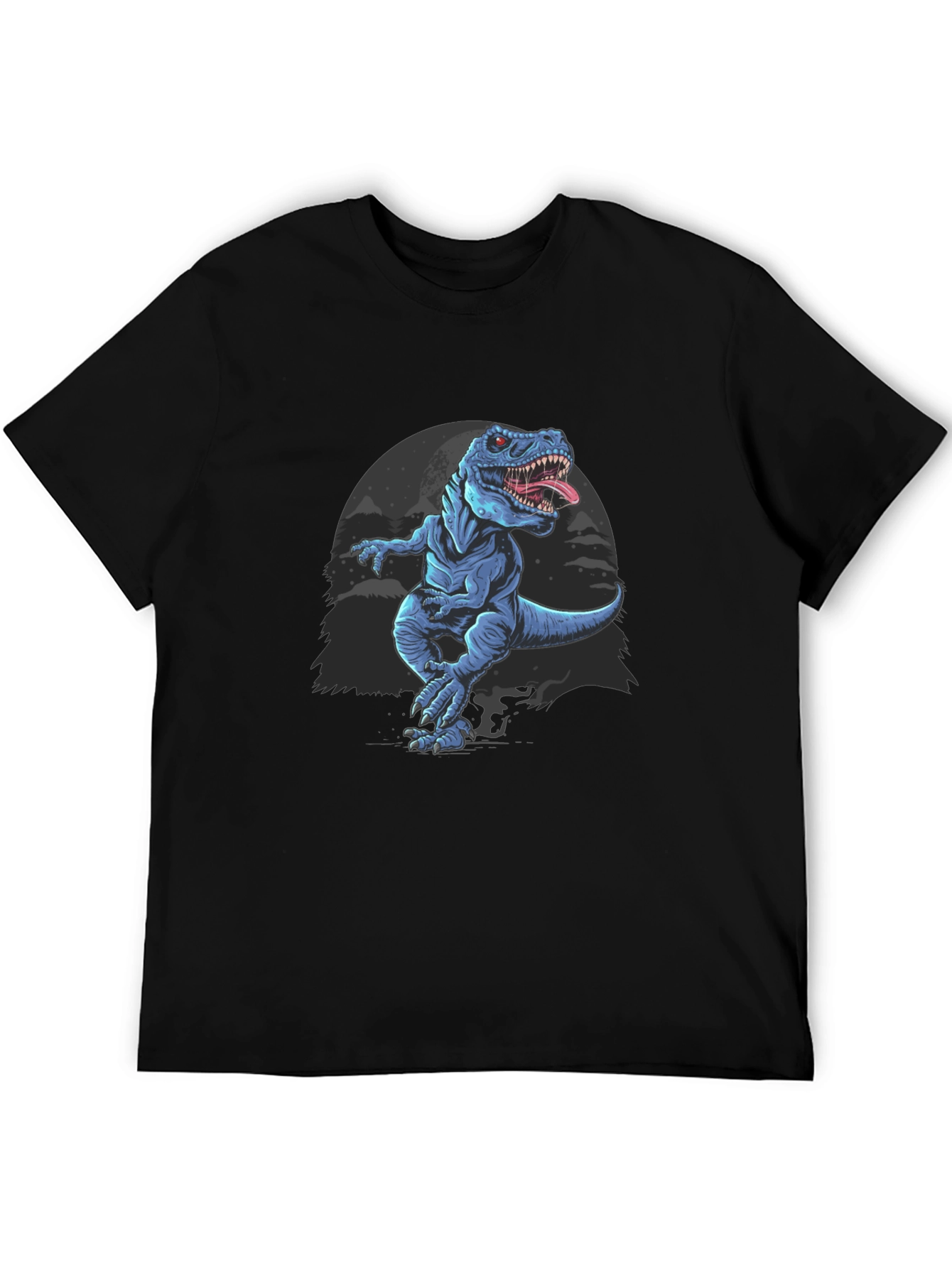 Dinosaur Graphic Tee - Black Cotton T-Shirt
