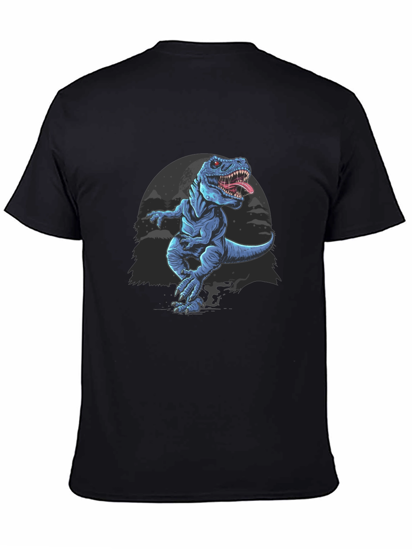 Dinosaur Graphic Tee - Black Cotton T-Shirt