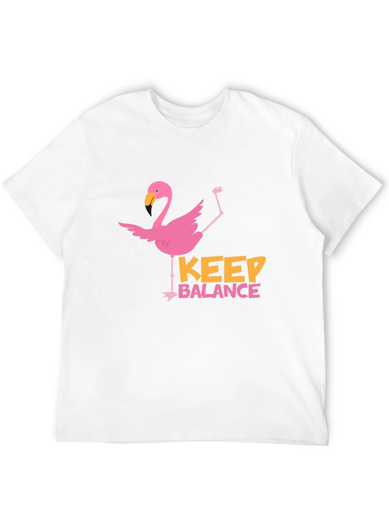 Flamingo Keep Balance Graphic Black T-Shirt