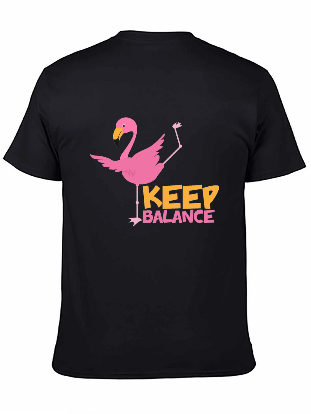 Flamingo Keep Balance Graphic Black T-Shirt