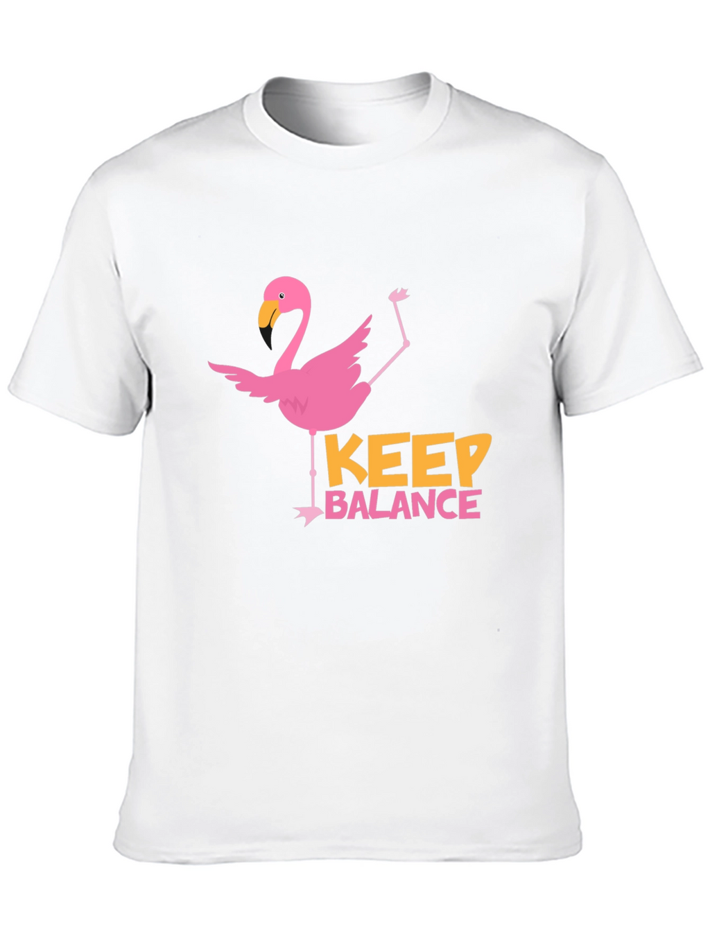 Flamingo Keep Balance Graphic Black T-Shirt