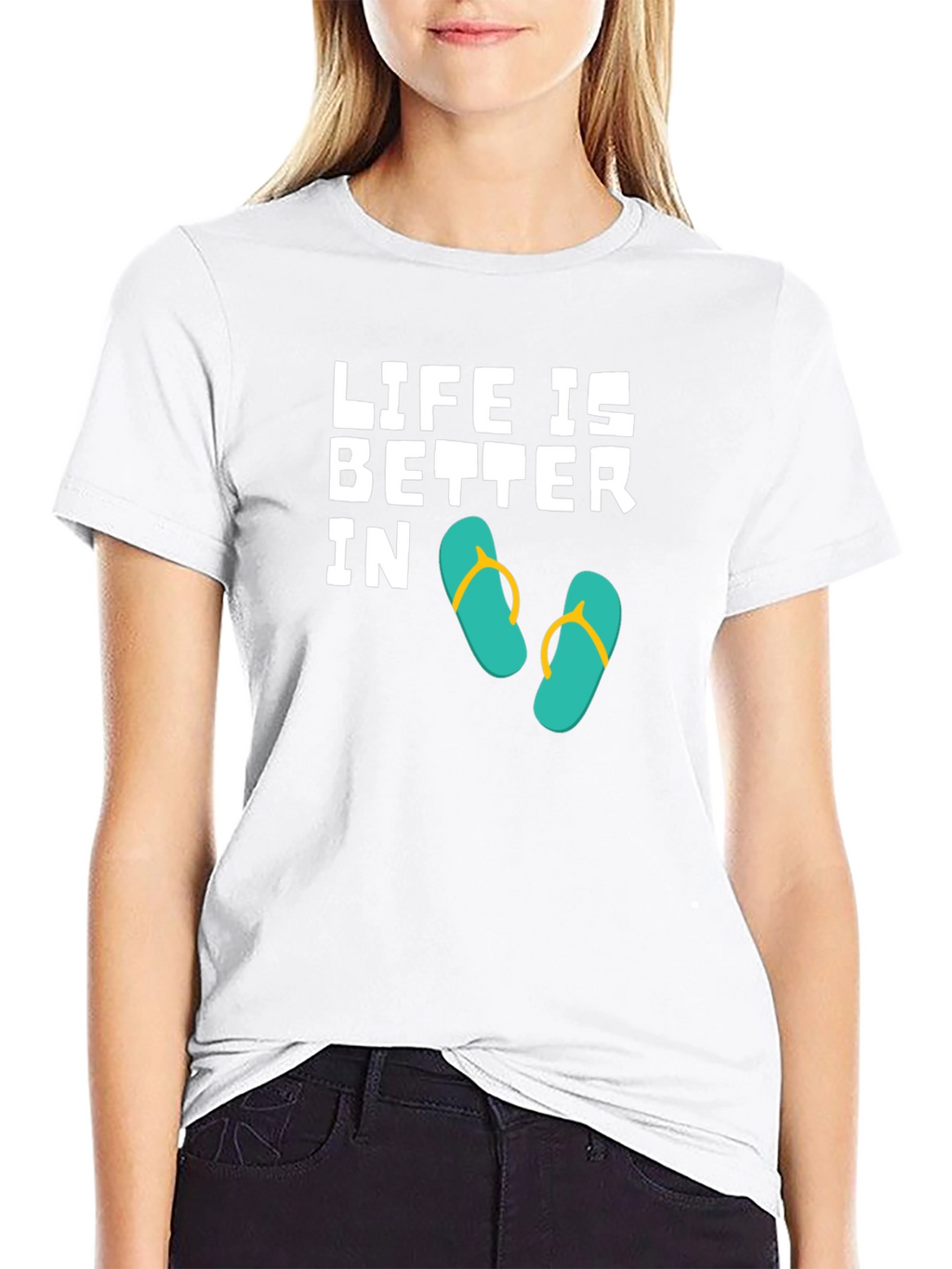 Life is Better In Flip Flops Black T-Shirt