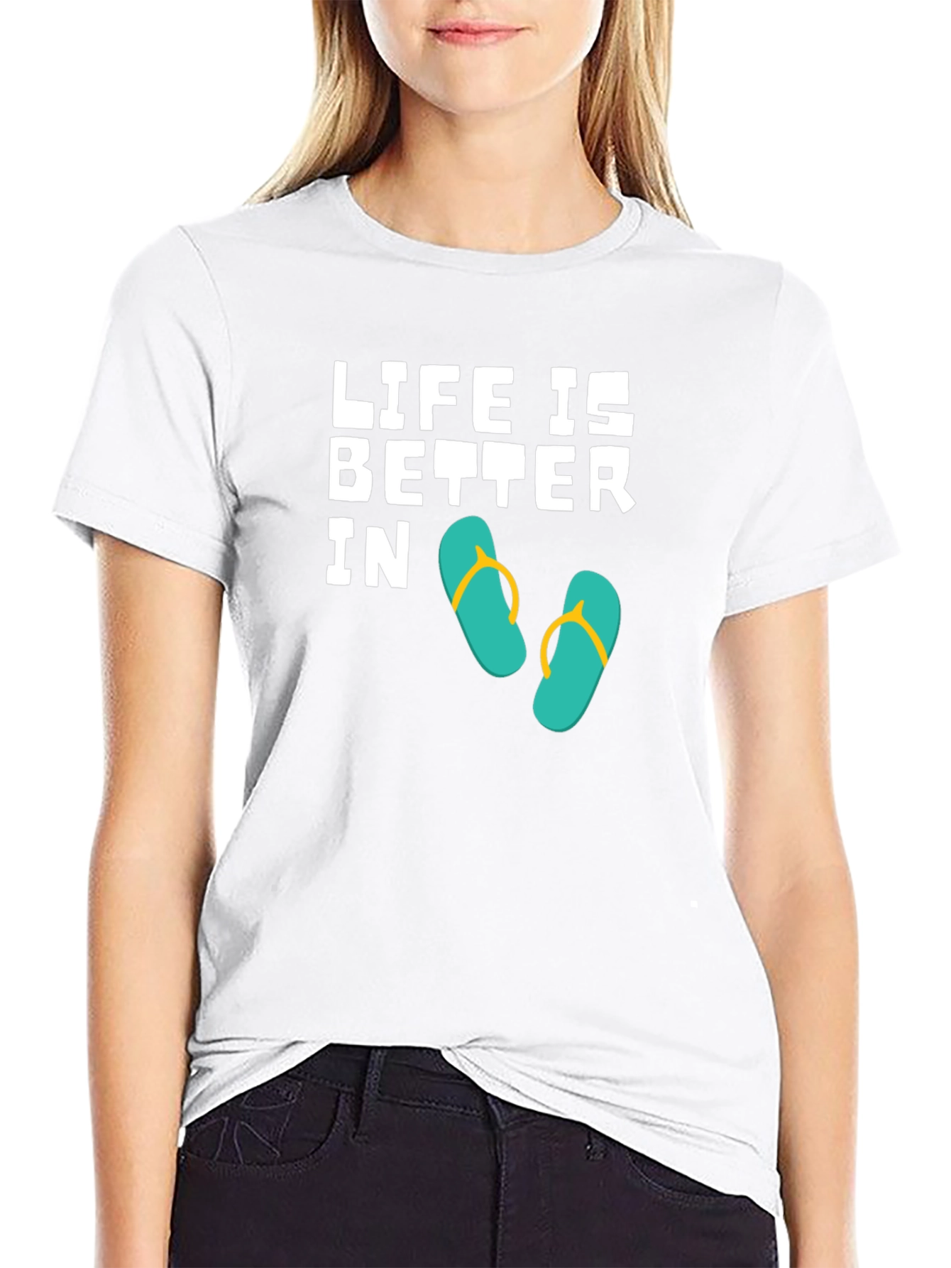 Life is Better In Flip Flops Black T-Shirt