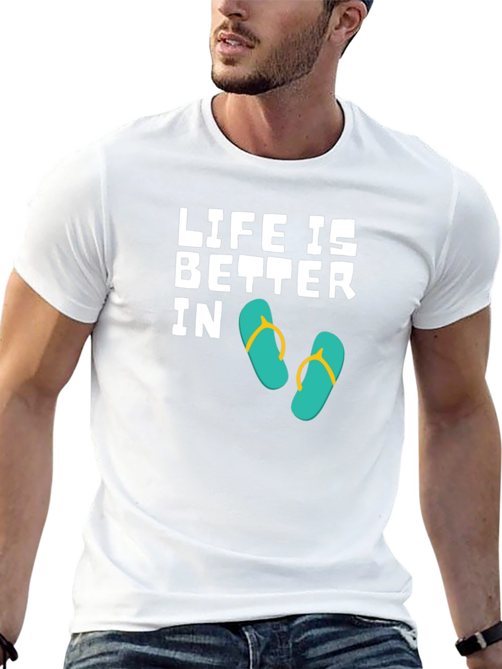 Life is Better In Flip Flops Black T-Shirt