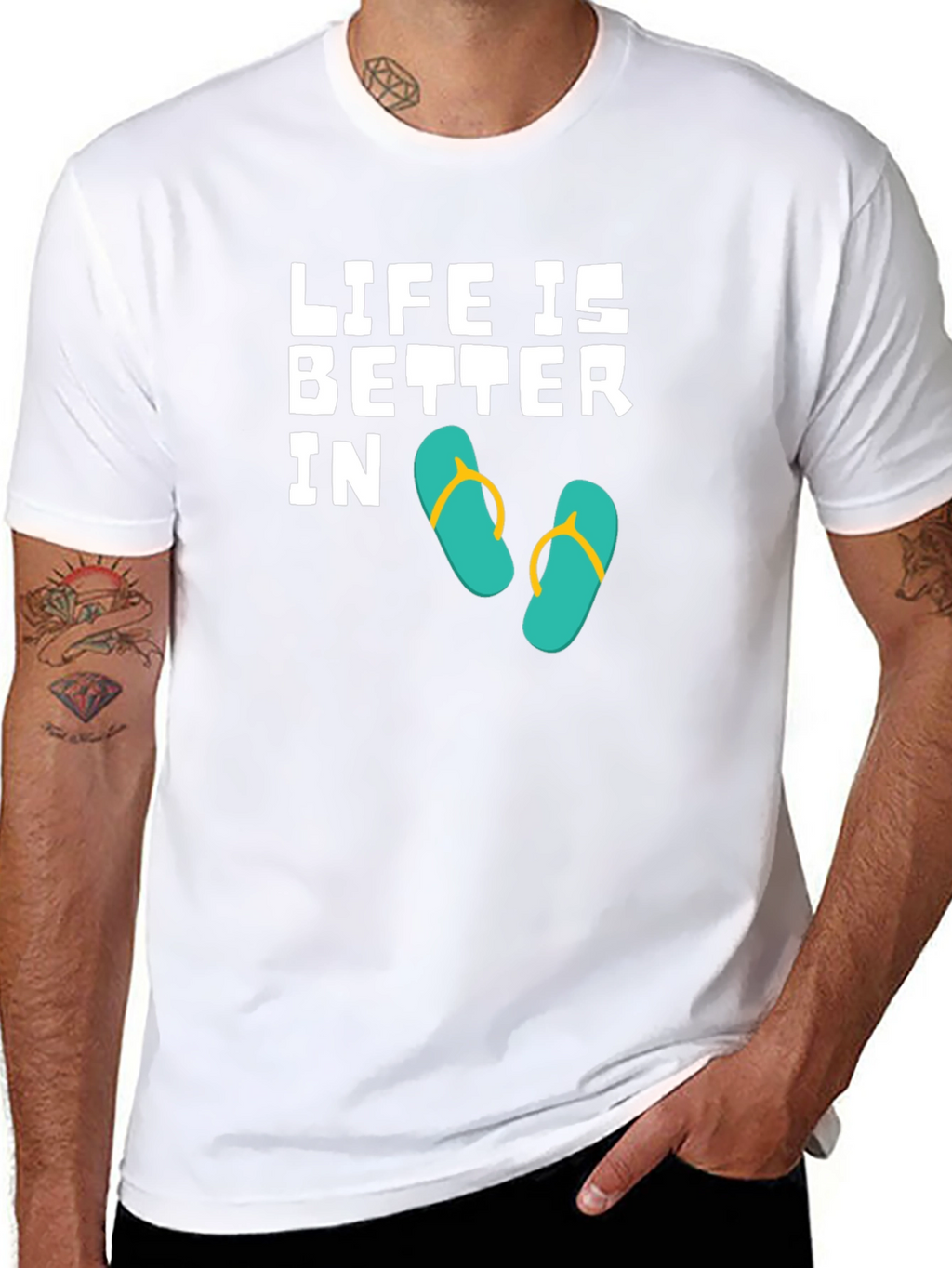 Life is Better In Flip Flops Black T-Shirt