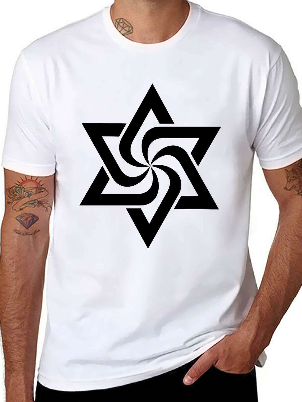 Black Geometric Star Graphic T-Shirt