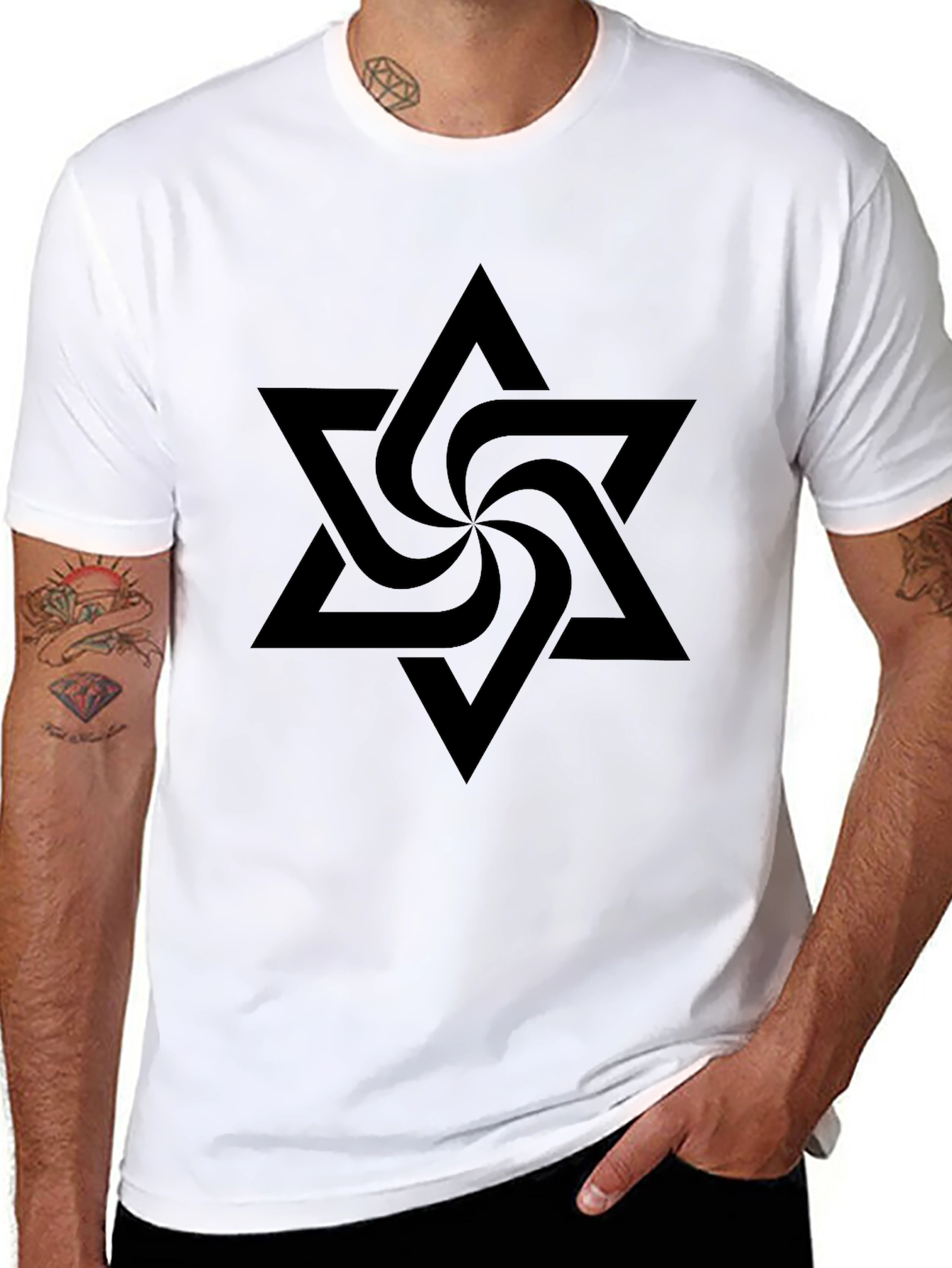 Black Geometric Star Graphic T-Shirt