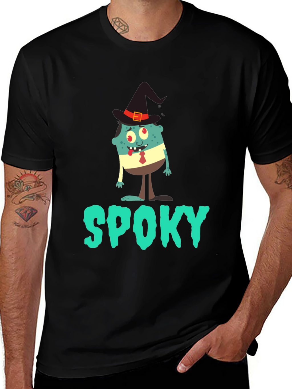 Spooky Halloween T-Shirt: Cartoon Monster Witch