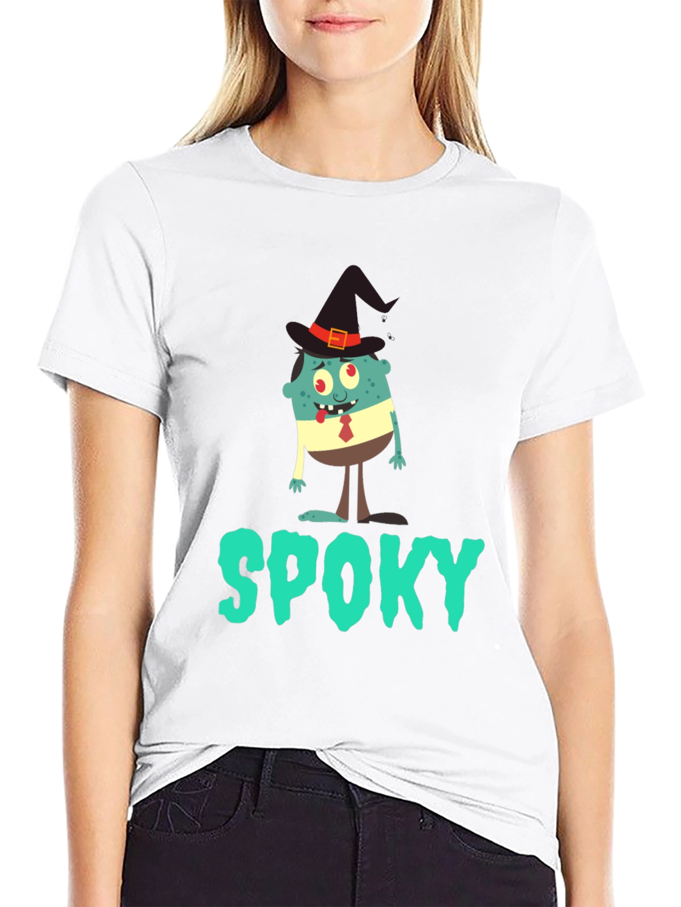 Spooky Halloween T-Shirt: Cartoon Monster Witch
