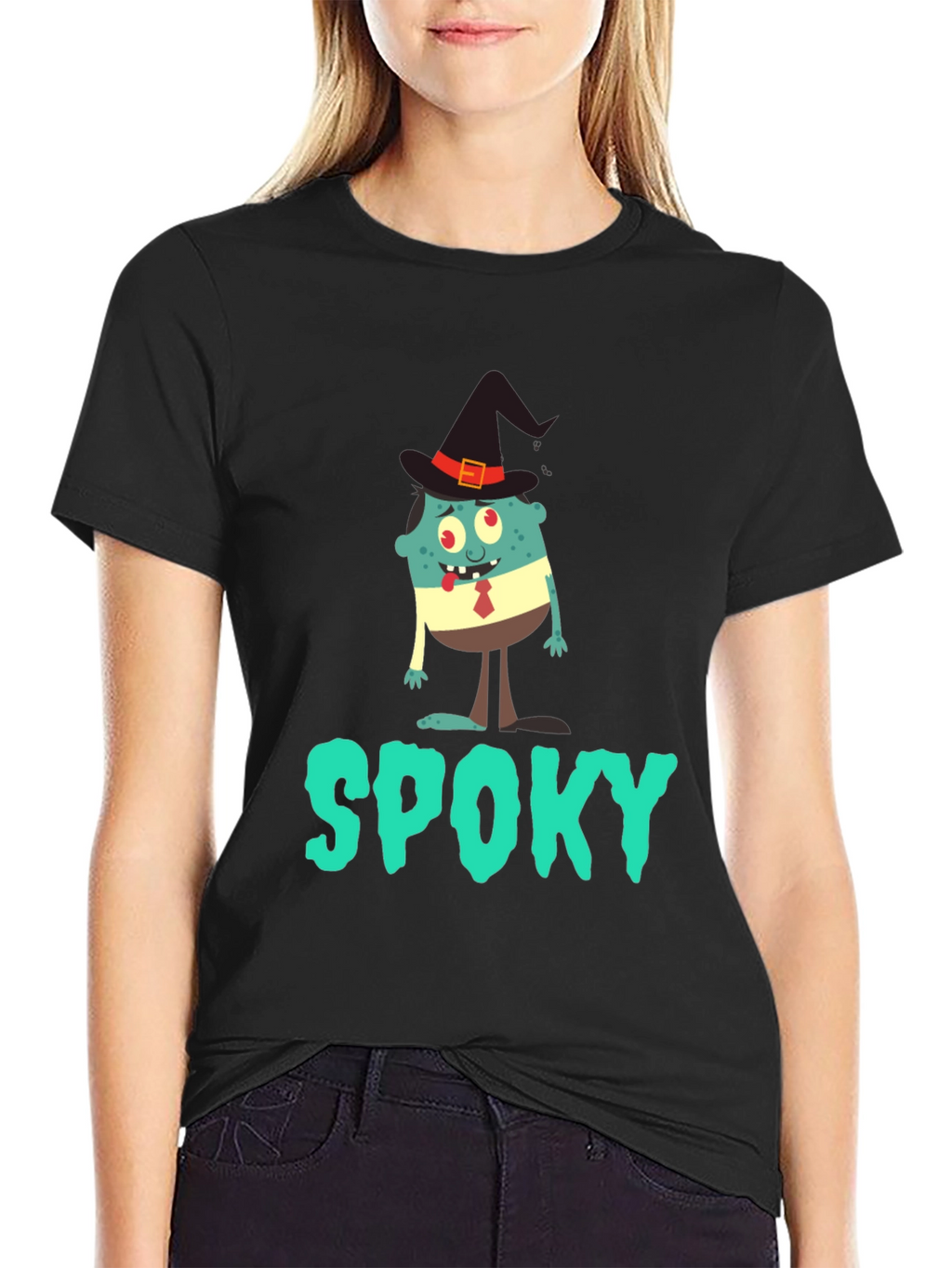 Spooky Halloween T-Shirt: Cartoon Monster Witch