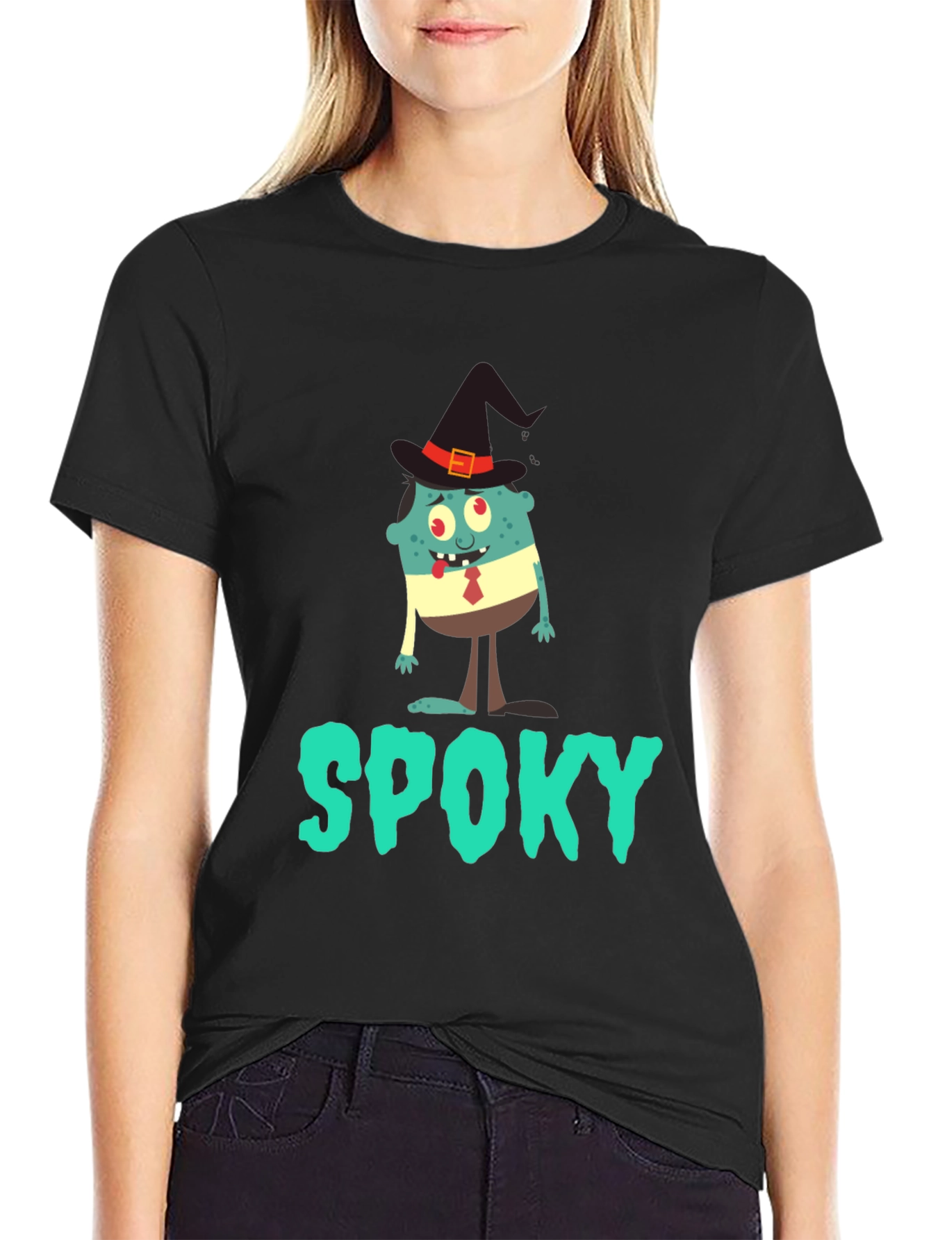 Spooky Halloween T-Shirt: Cartoon Monster Witch