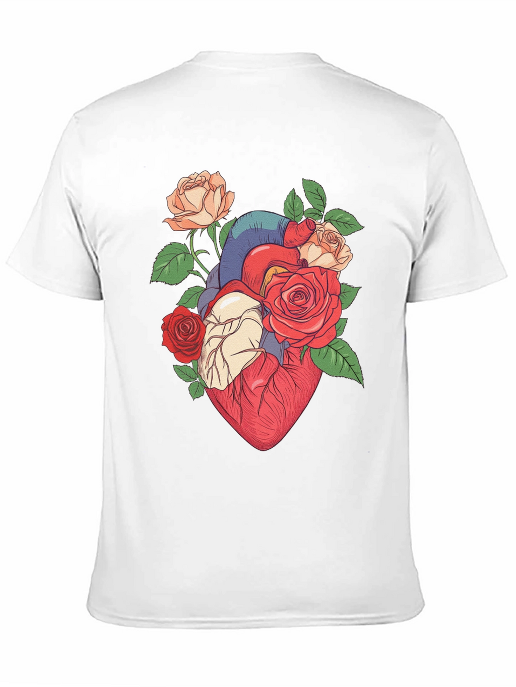 Floral Heart Print Black T-Shirt