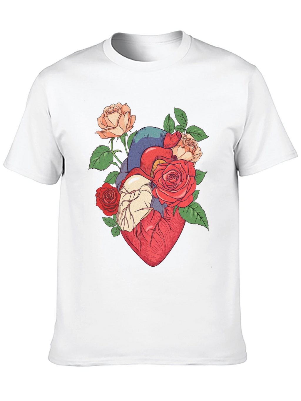 Floral Heart Print Black T-Shirt