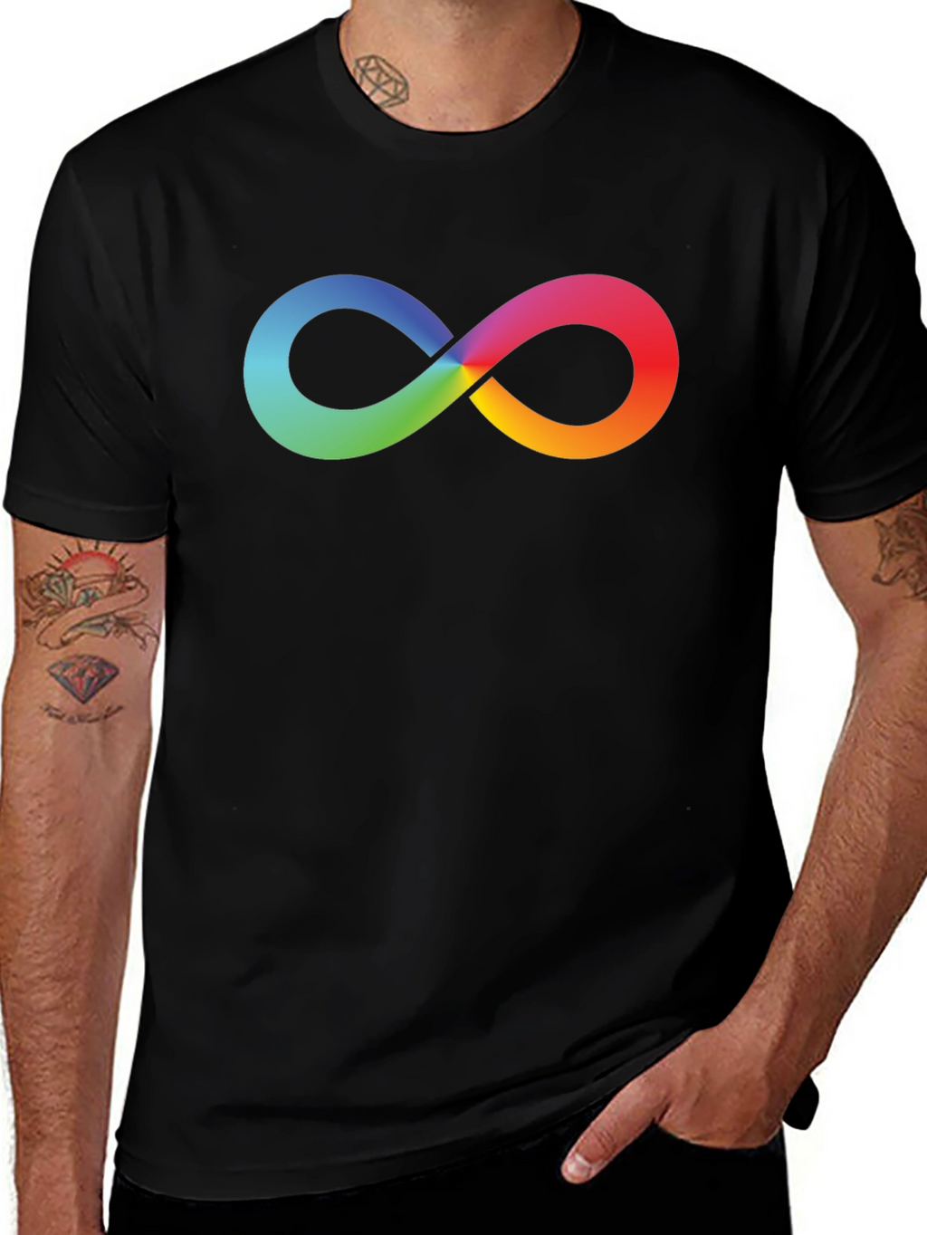 Rainbow Infinity Symbol Black T-Shirt