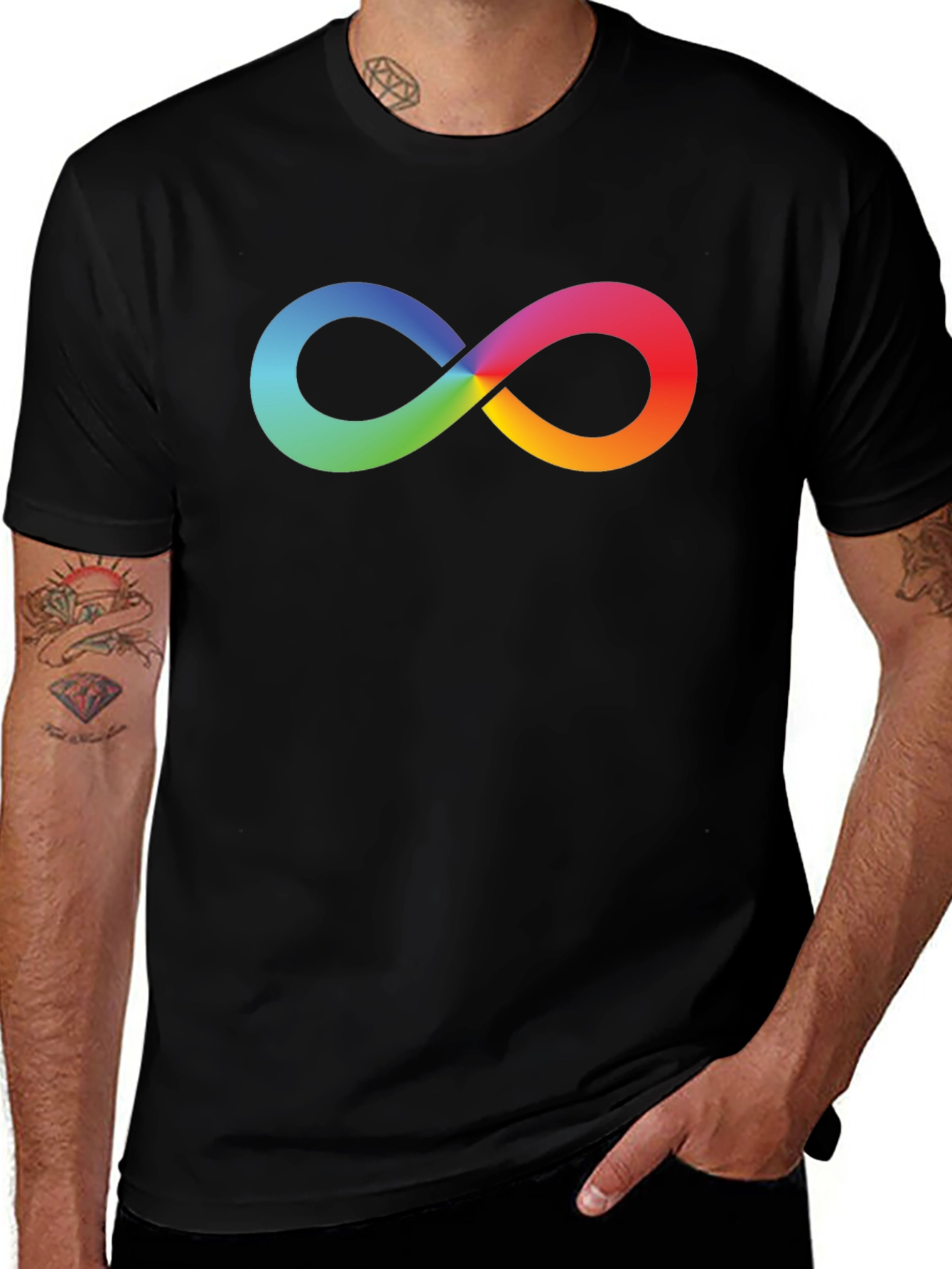 Rainbow Infinity Symbol Black T-Shirt