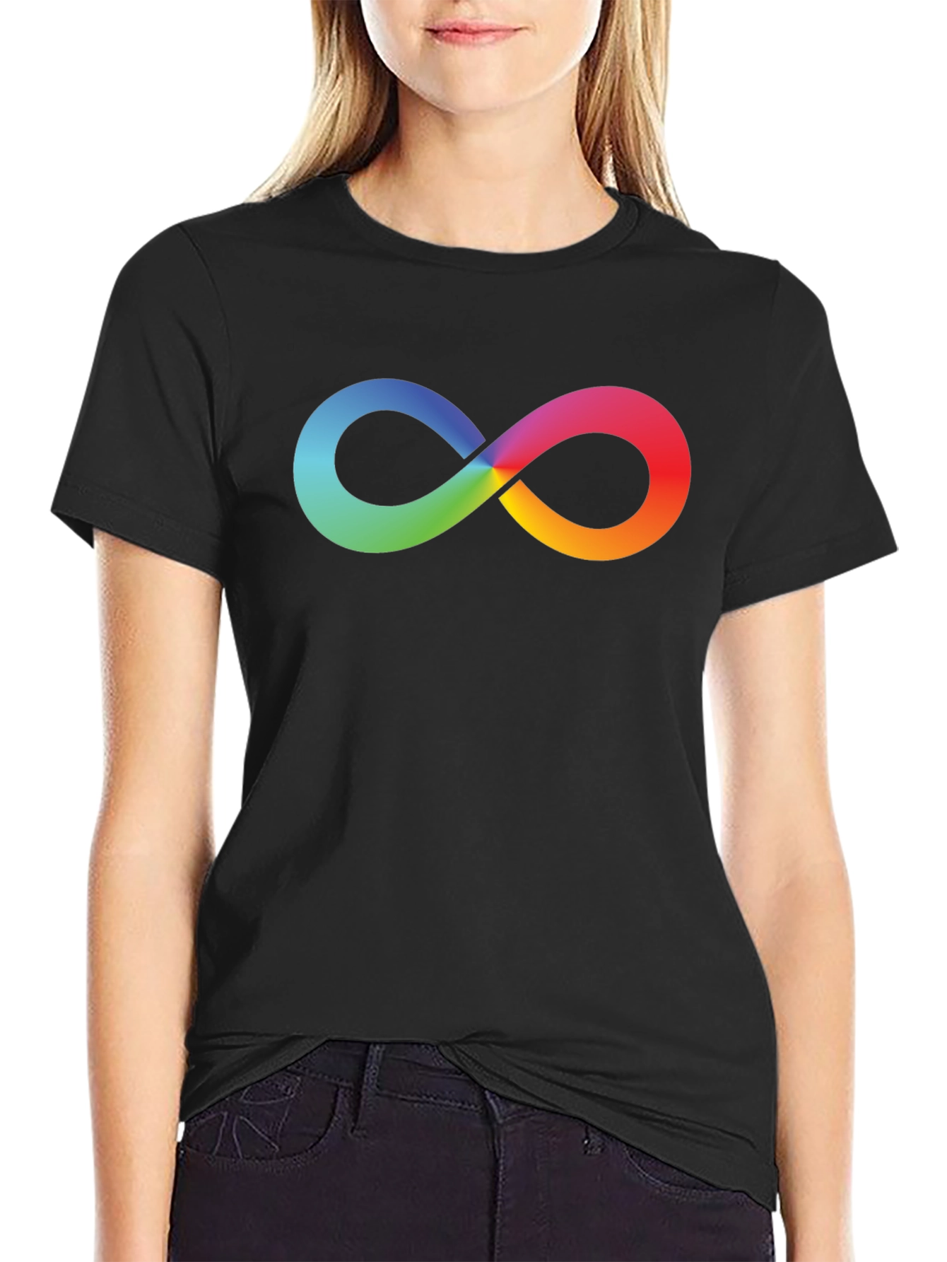 Rainbow Infinity Symbol Black T-Shirt
