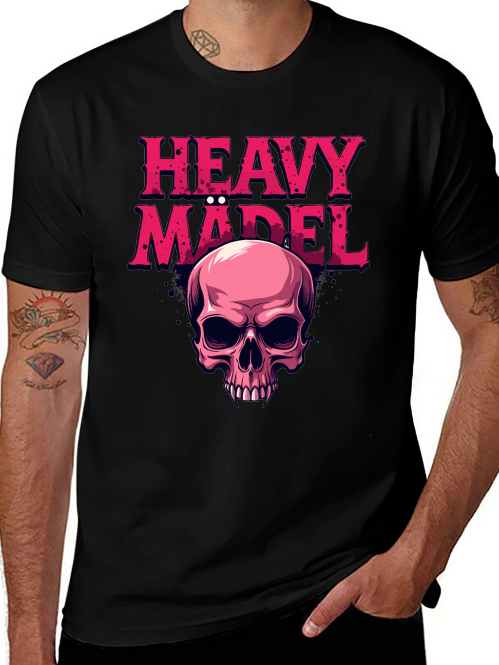 Heavy Mädel Skull Graphic Tee - Rocker Style Shirt