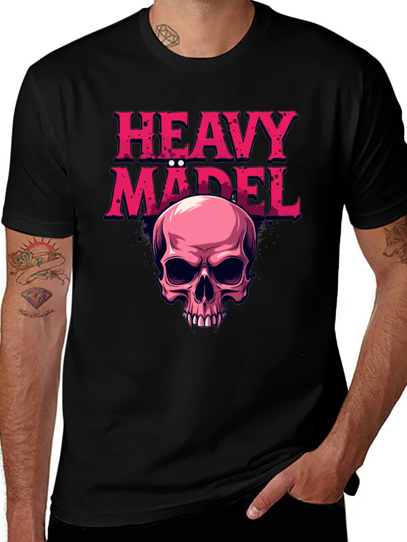 Heavy Mädel Skull Graphic Tee - Rocker Style Shirt