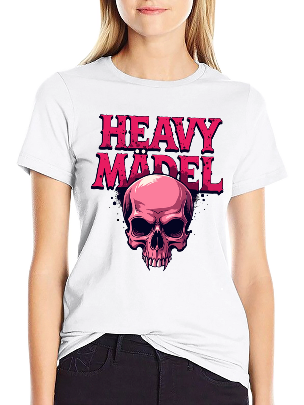 Heavy Mädel Skull Graphic Tee - Rocker Style Shirt