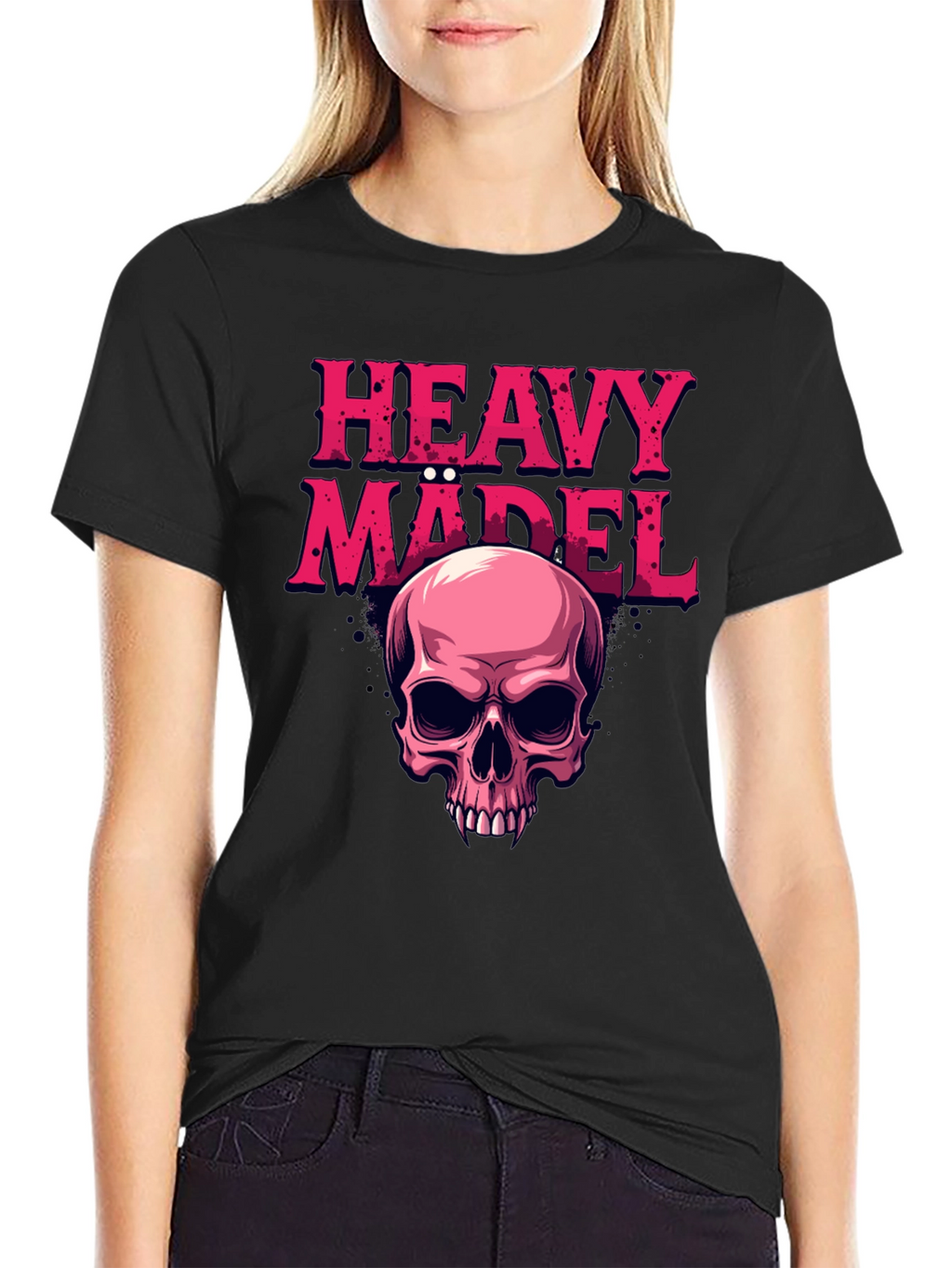 Heavy Mädel Skull Graphic Tee - Rocker Style Shirt