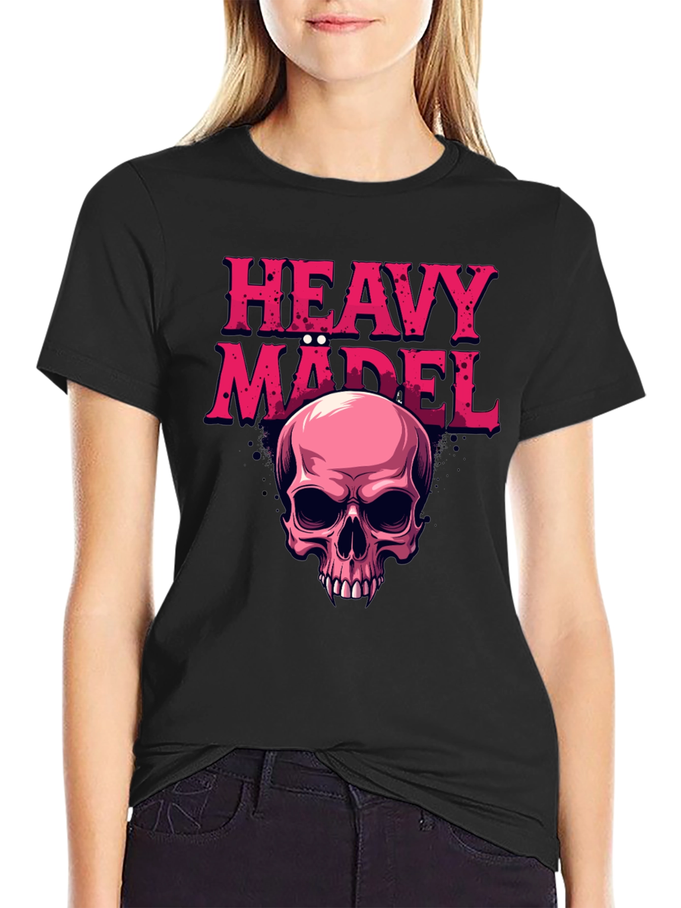 Heavy Mädel Skull Graphic Tee - Rocker Style Shirt