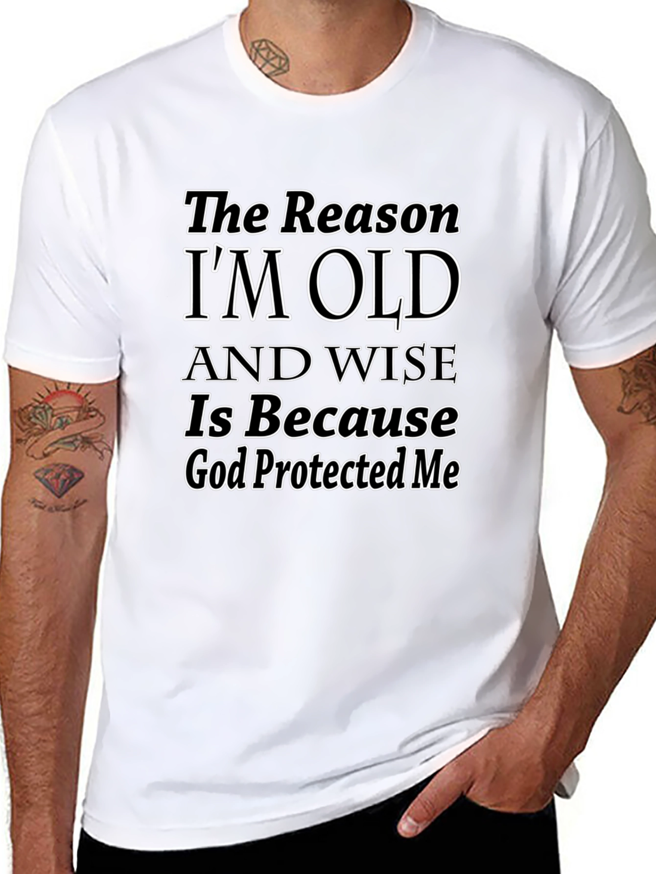 Funny Old and Wise God Protected Me T-Shirt