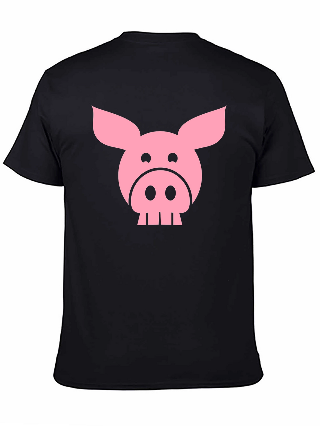 Funny Pig Face Graphic T-Shirt - Black
