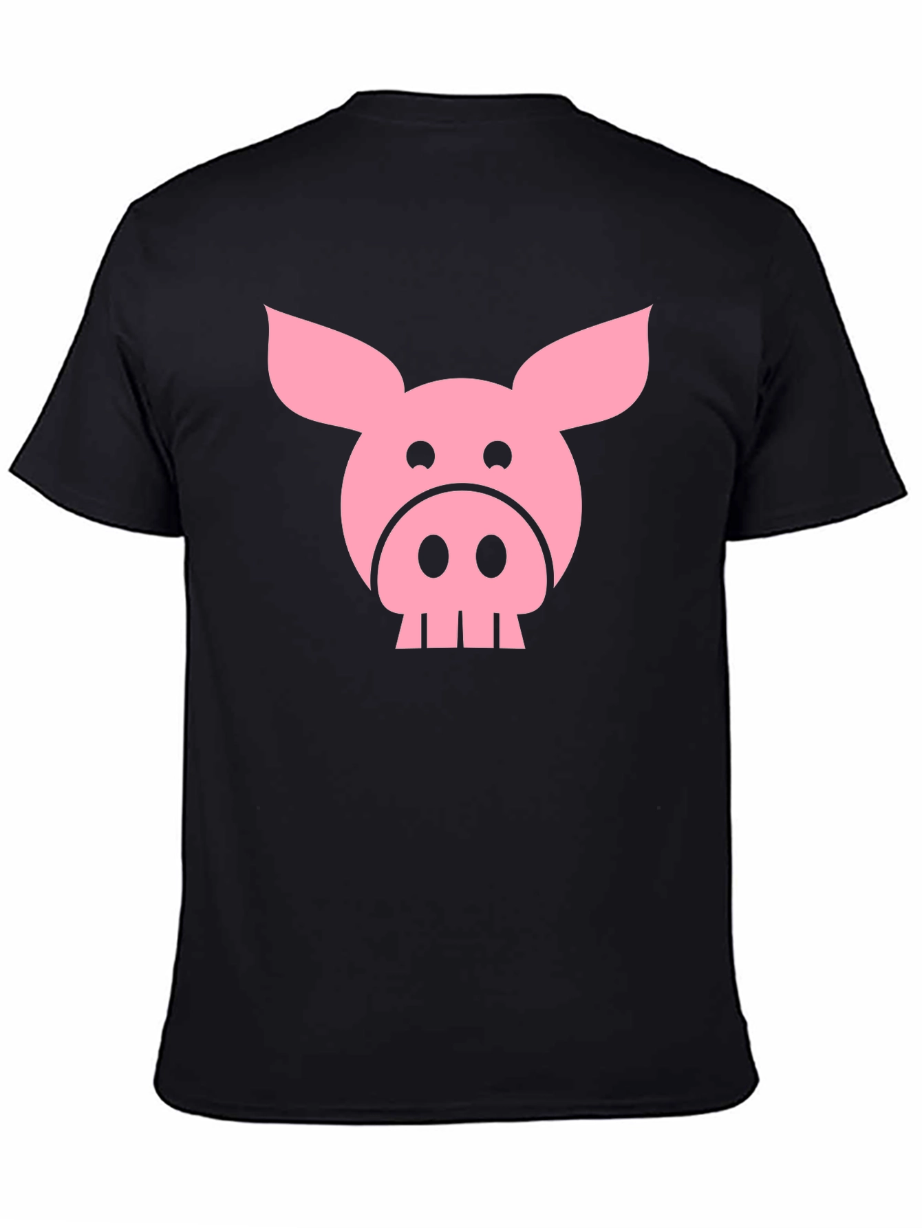Funny Pig Face Graphic T-Shirt - Black