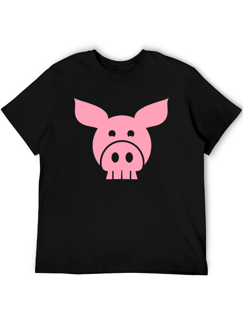 Funny Pig Face Graphic T-Shirt - Black