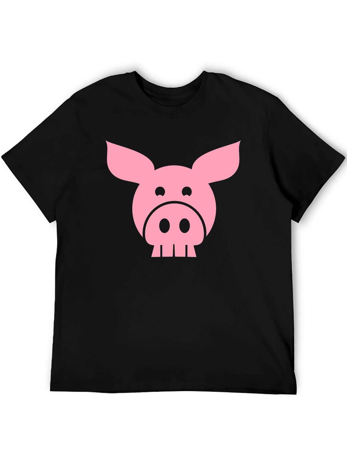Funny Pig Face Graphic T-Shirt - Black