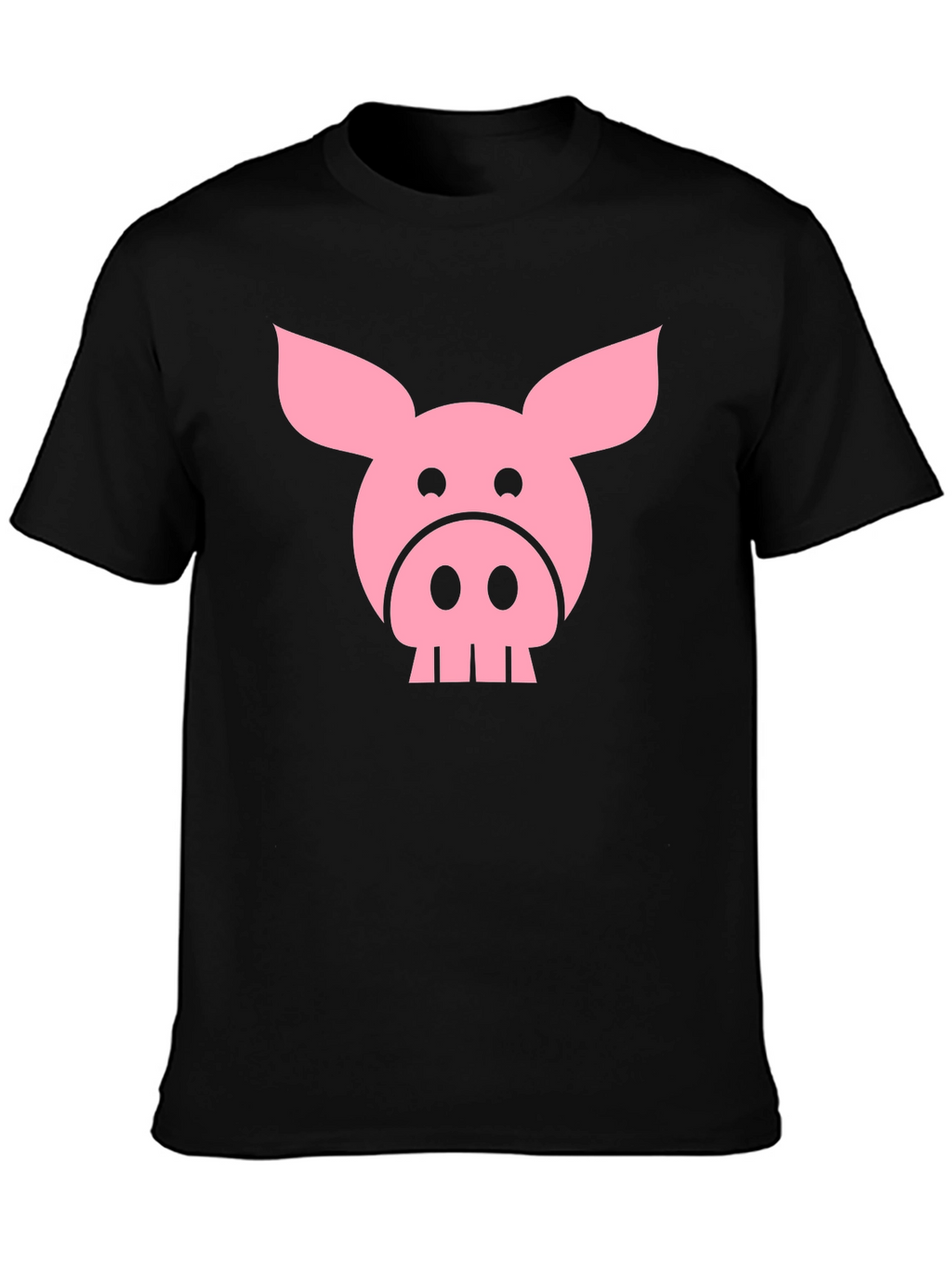 Funny Pig Face Graphic T-Shirt - Black