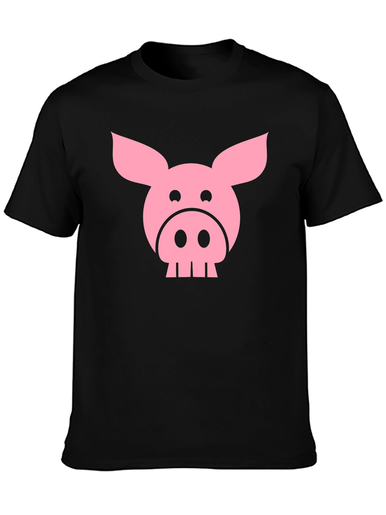Funny Pig Face Graphic T-Shirt - Black