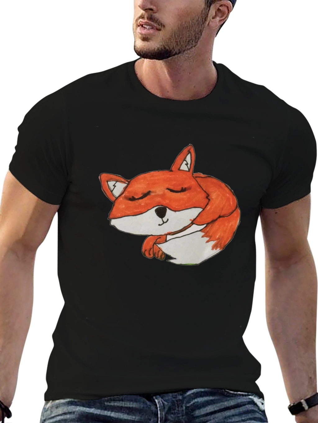 Sleeping Fox Graphic Tee - Soft Cotton Comfort