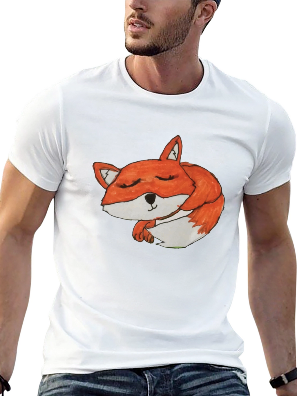 Sleeping Fox Graphic Tee - Soft Cotton Comfort