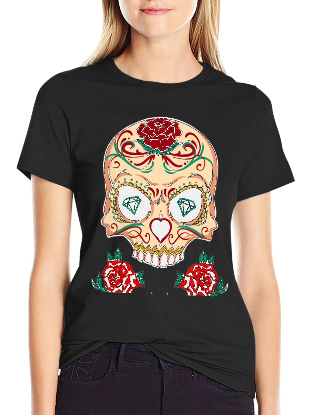 Sugar Skull & Roses Graphic T-Shirt