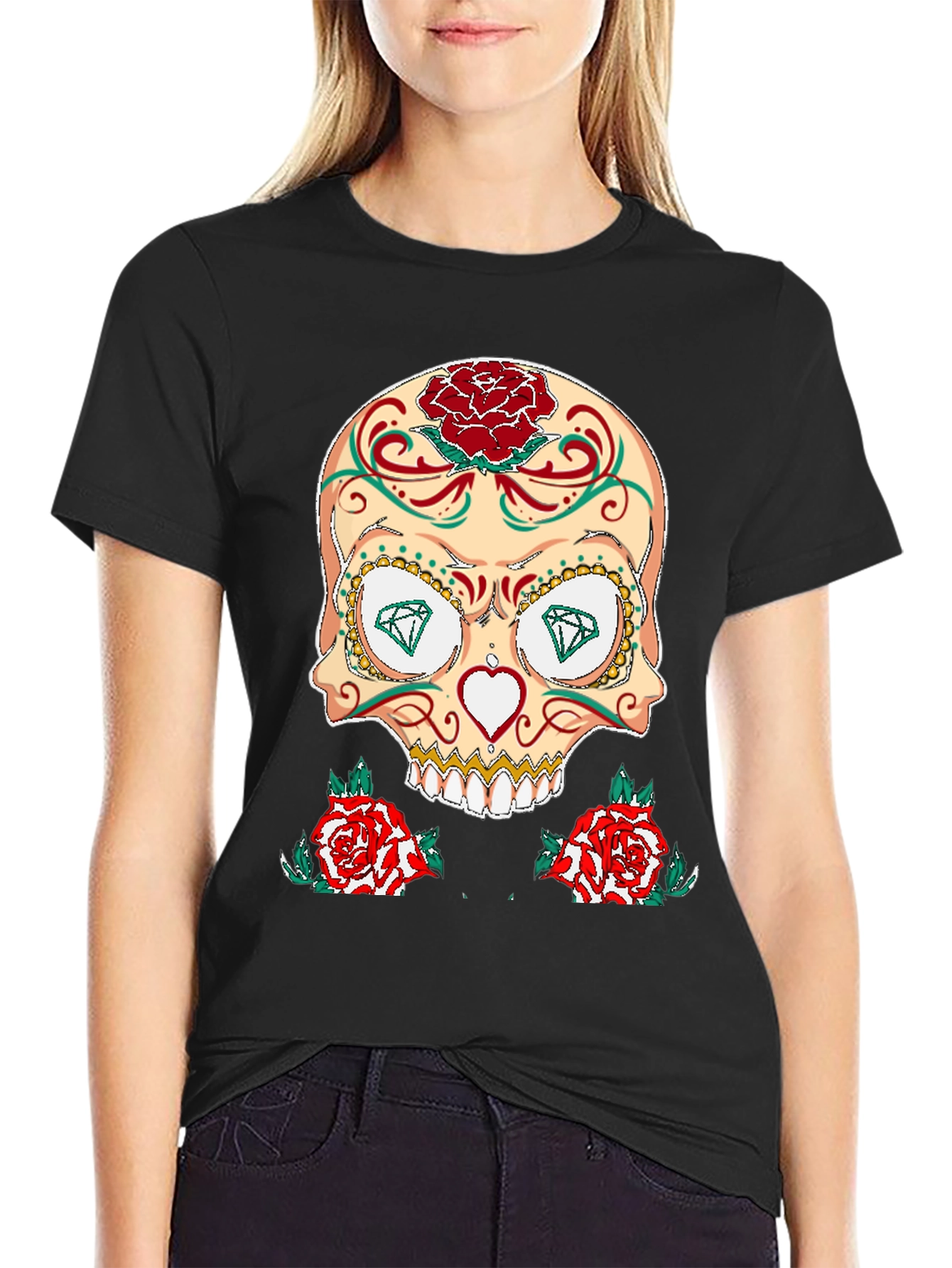 Sugar Skull & Roses Graphic T-Shirt
