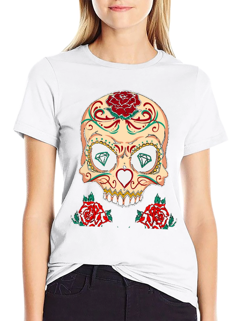 Sugar Skull & Roses Graphic T-Shirt
