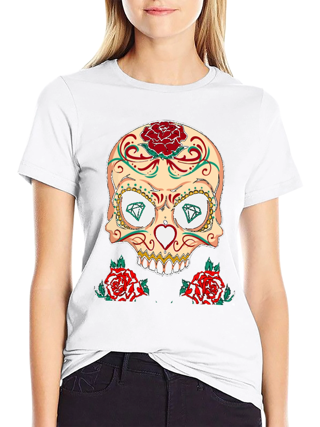 Sugar Skull & Roses Graphic T-Shirt