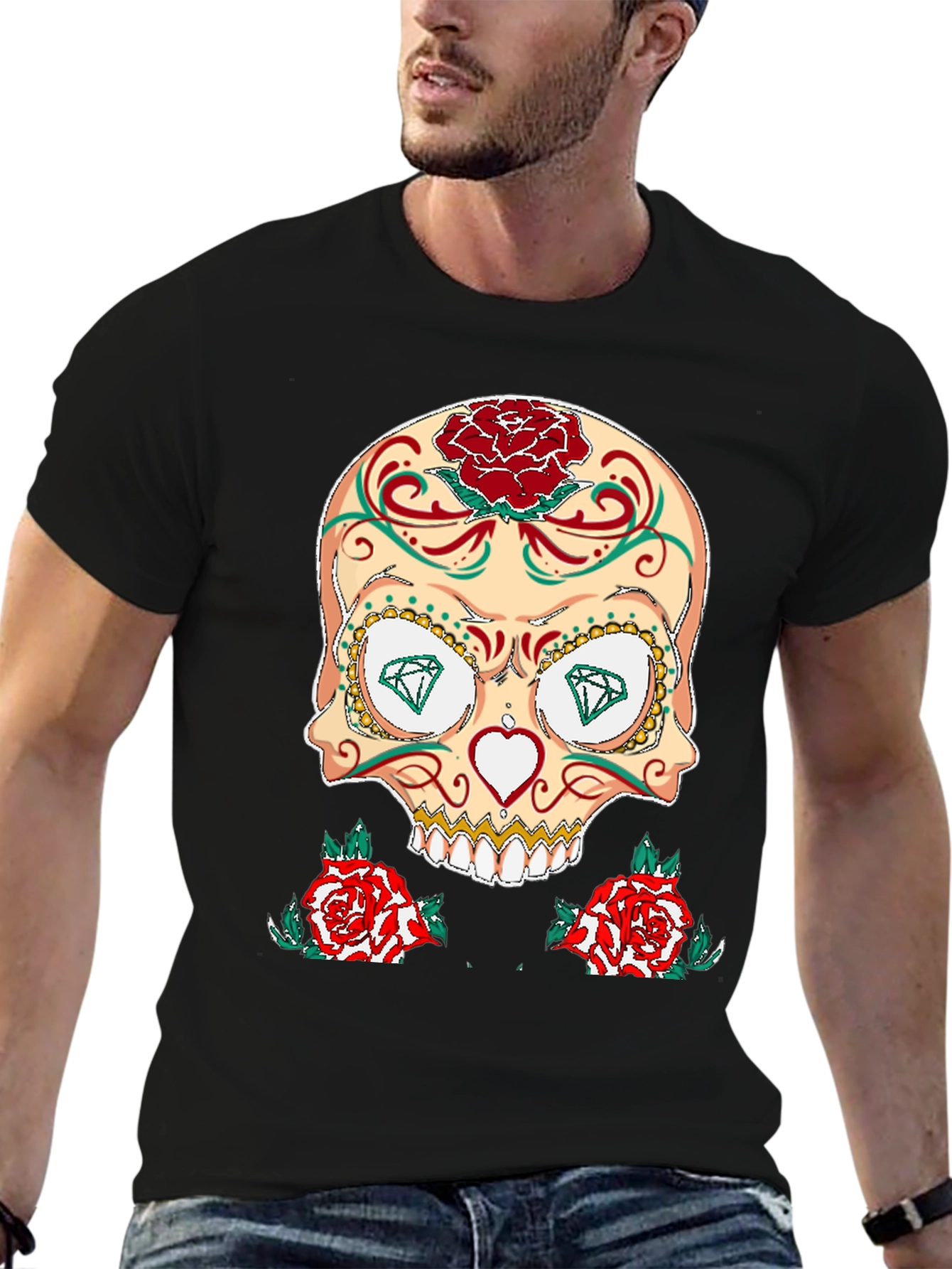 Sugar Skull & Roses Graphic T-Shirt
