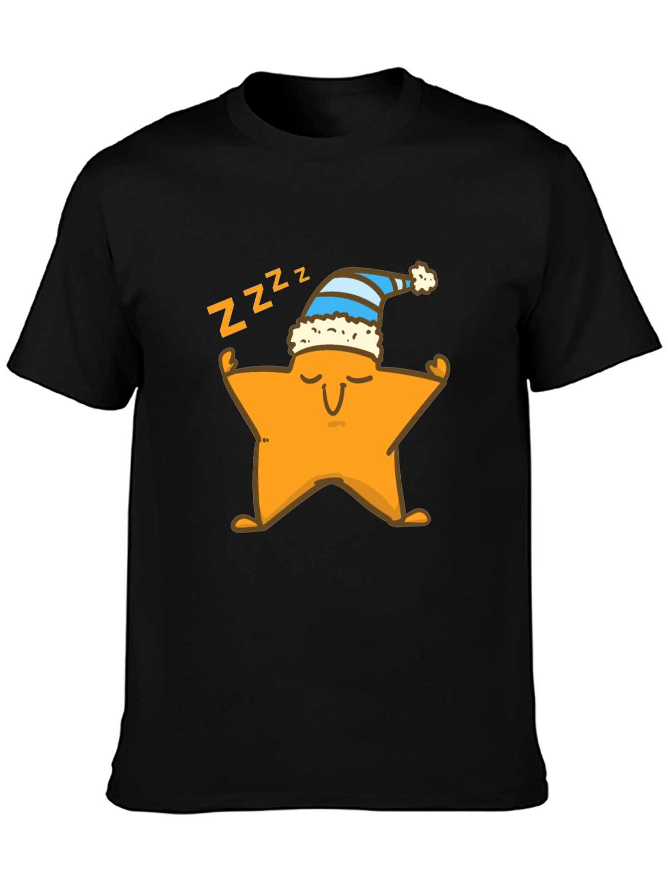 Sleepy Star Graphic Tee - Black Cotton T-Shirt